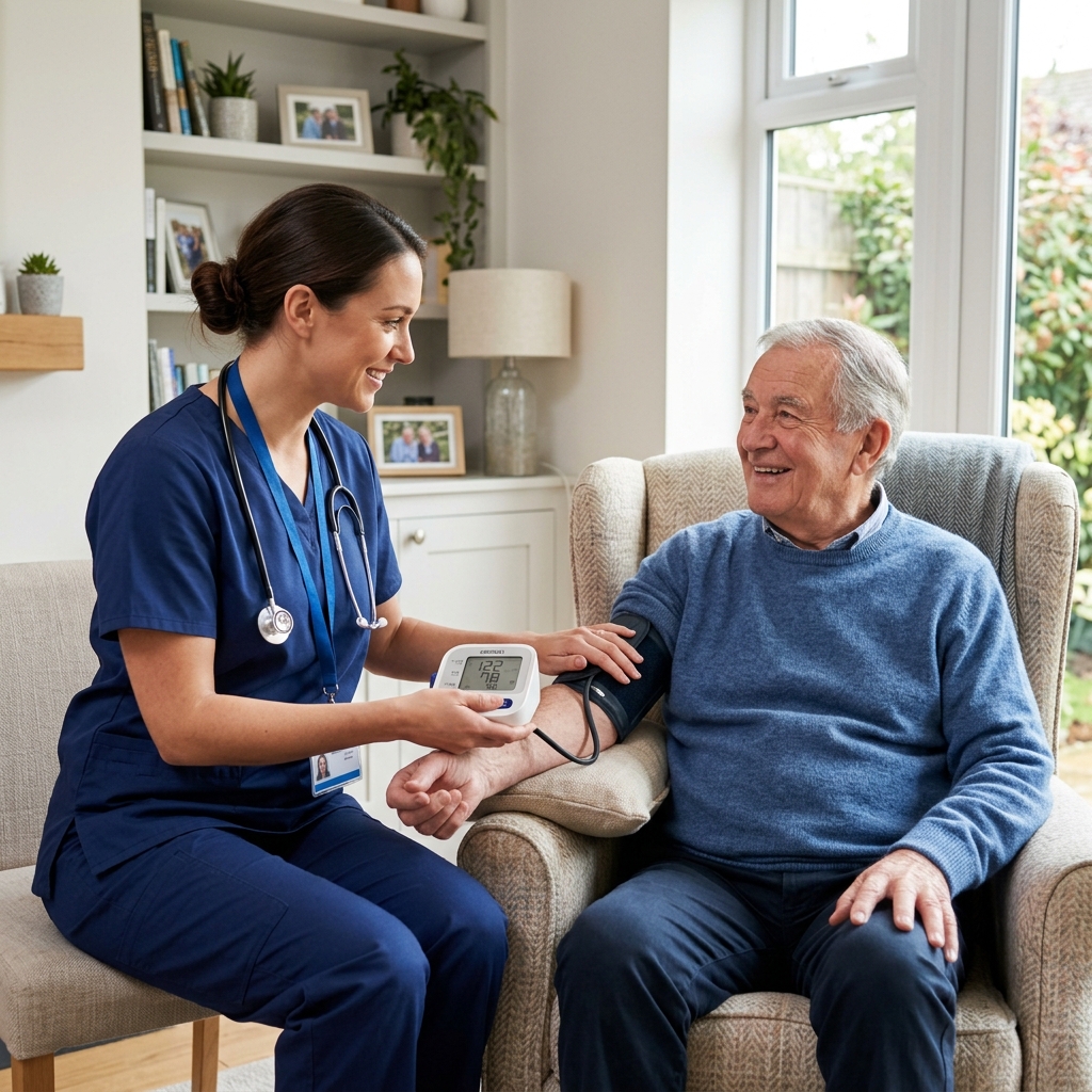 Qualified caregiver delivering compassionate care